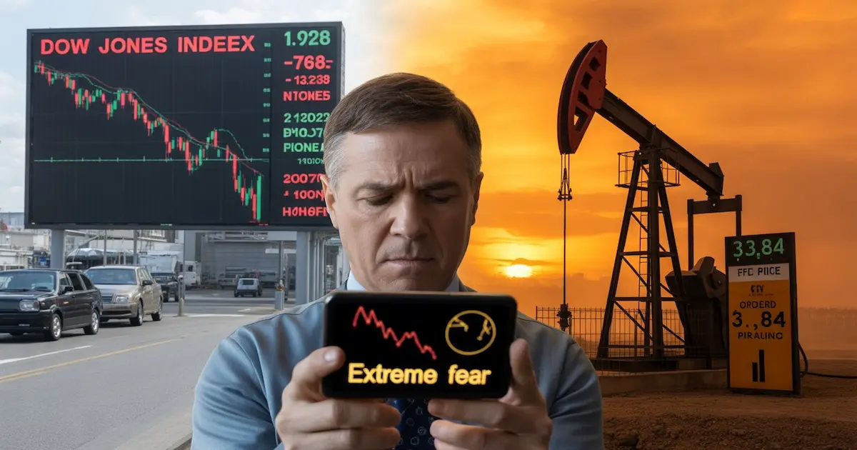 Stagflation 2026 : Dow Jones en chute de 768 points, pétrole à 110 dollars et indice de peur et de greed en peur extrême