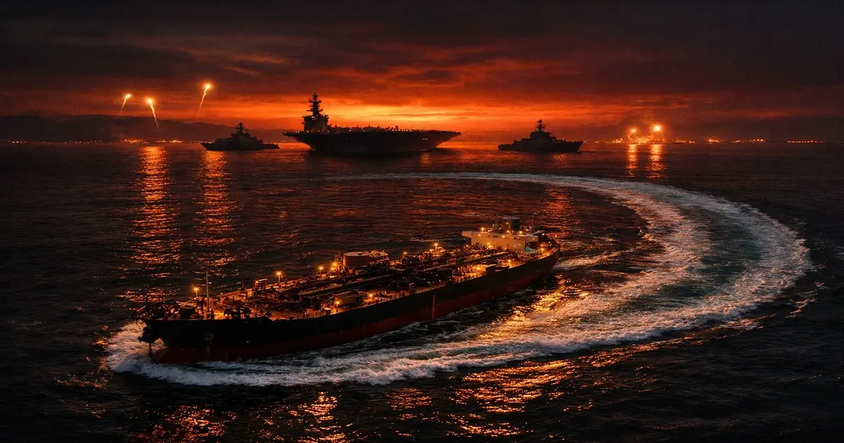 Détroit d'Ormuz : un pétrolier fait demi-tour sous tension militaire au coucher du soleil